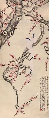 谢阳 庚午（1930年）作 春花绶带 立轴
